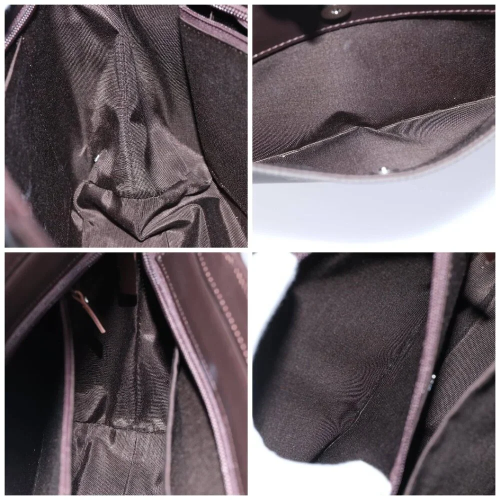 BURBERRY Hand Bag Nylon Leather Brown Silver - Picture 15 of 15